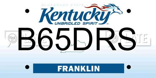 B65DRS Kentucky License Plate