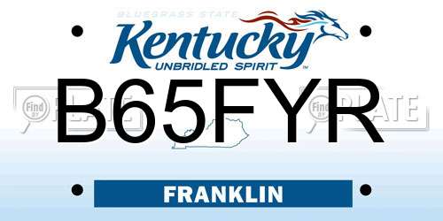 B65FYR Kentucky License Plate