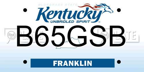 B65GSB Kentucky License Plate