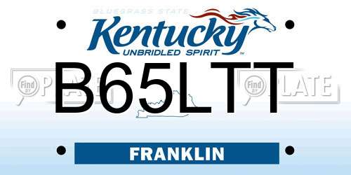 B65LTT Kentucky License Plate