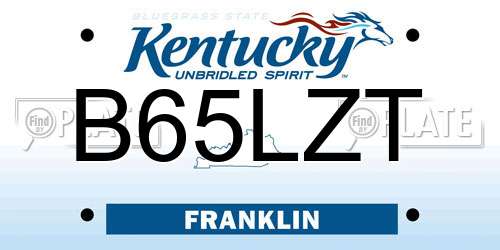 B65LZT Kentucky License Plate