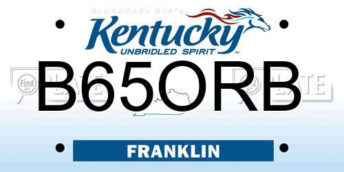 B65ORB Kentucky License Plate