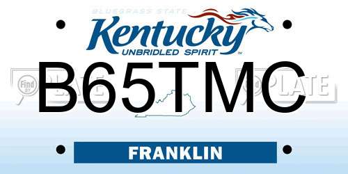 B65TMC Kentucky License Plate