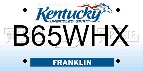 B65WHX Kentucky License Plate