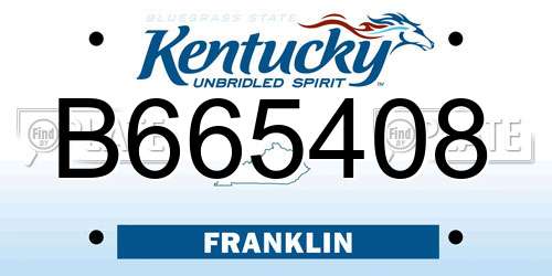 B665408 Kentucky License Plate