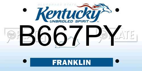 B667PY Kentucky License Plate