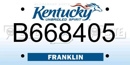 B668405 Kentucky License Plate