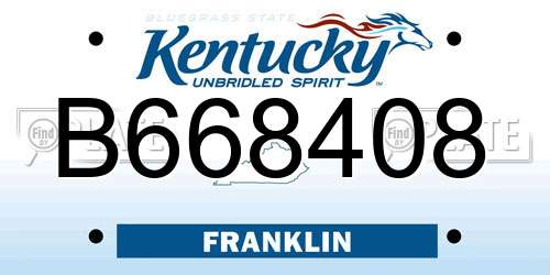B668408 Kentucky License Plate
