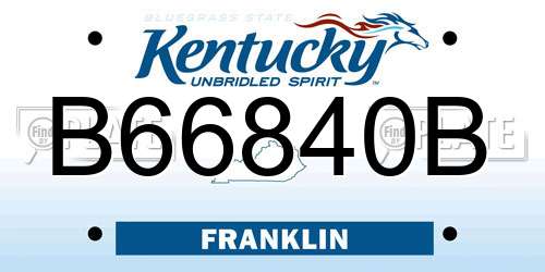 B66840B Kentucky License Plate