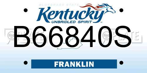 B66840S Kentucky License Plate