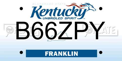 B66ZPY Kentucky License Plate