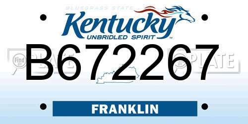 B672267 Kentucky License Plate