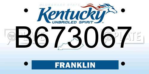 B673067 Kentucky License Plate