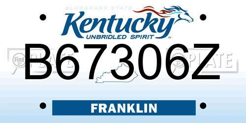 B67306Z Kentucky License Plate