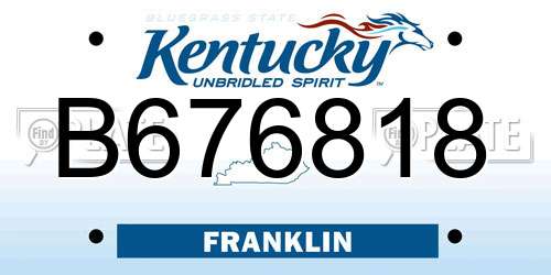 B676818 Kentucky License Plate