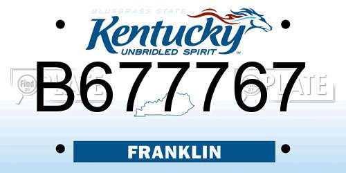B677767 Kentucky License Plate