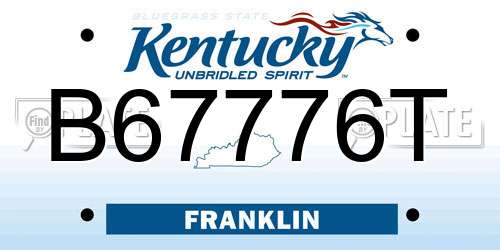 B67776T Kentucky License Plate