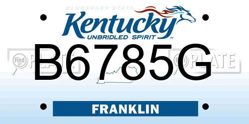 B6785G Kentucky License Plate