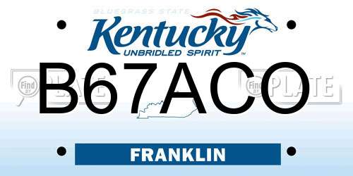 B67ACO Kentucky License Plate