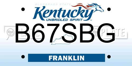 B67SBG Kentucky License Plate