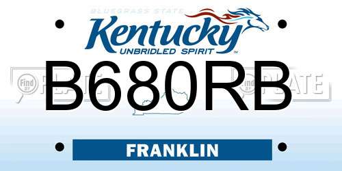 B680RB Kentucky License Plate