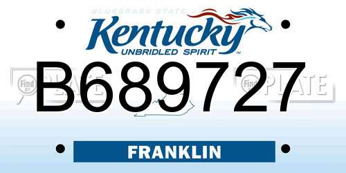 B689727 Kentucky License Plate