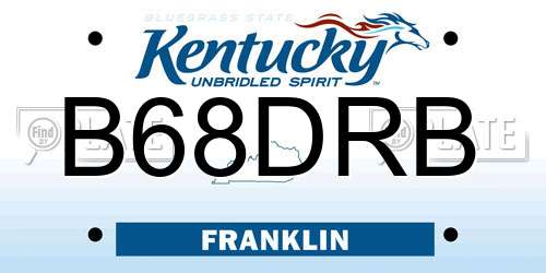 B68DRB Kentucky License Plate