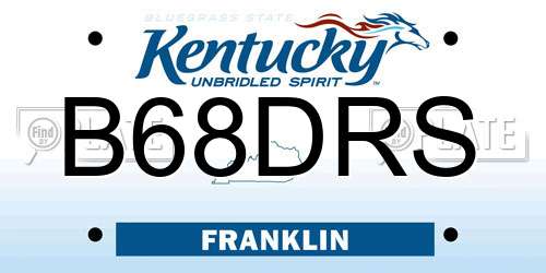 B68DRS Kentucky License Plate