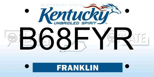 B68FYR Kentucky License Plate