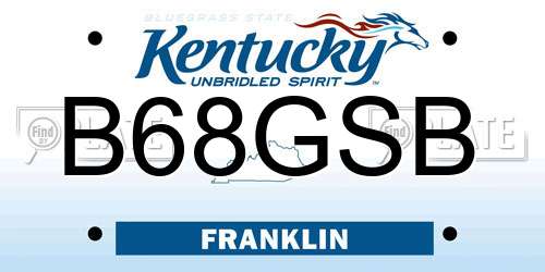 B68GSB Kentucky License Plate