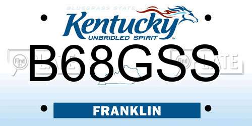 B68GSS Kentucky License Plate