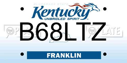 B68LTZ Kentucky License Plate