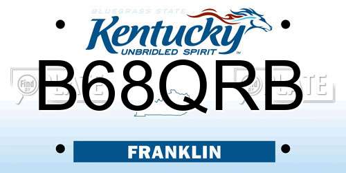 B68QRB Kentucky License Plate
