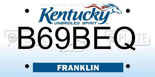 B69BEQ Kentucky License Plate