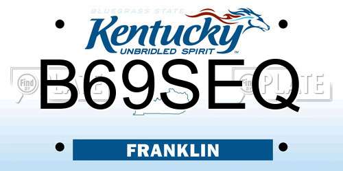 B69SEQ Kentucky License Plate