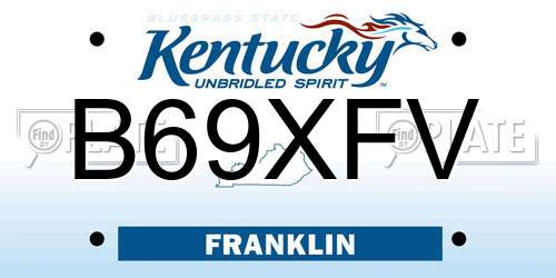 B69XFV Kentucky License Plate