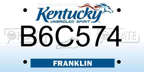 B6C574 Kentucky License Plate