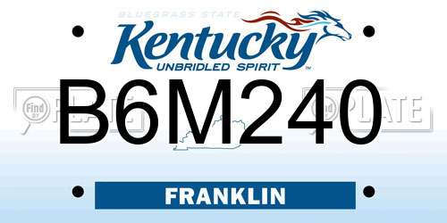 B6M240 Kentucky License Plate