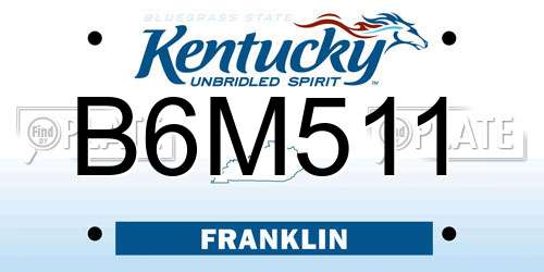 B6M511 Kentucky License Plate