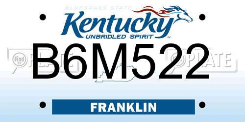 B6M522 Kentucky License Plate