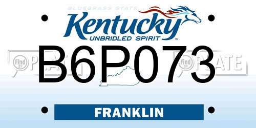 B6P073 Kentucky License Plate