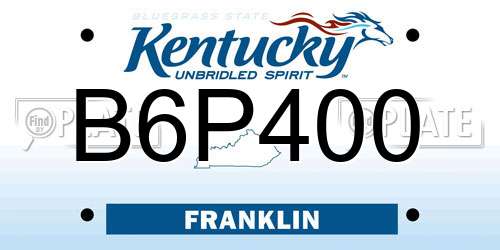 B6P400 Kentucky License Plate