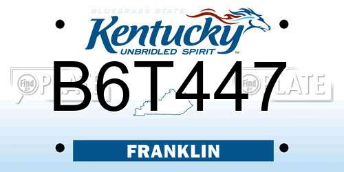 B6T447 Kentucky License Plate