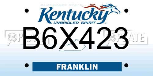B6X423 Kentucky License Plate