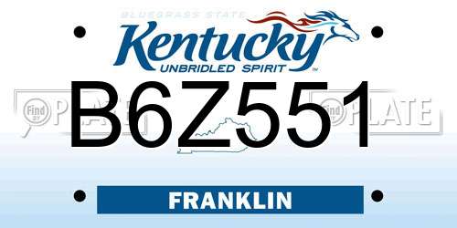 B6Z551 Kentucky License Plate