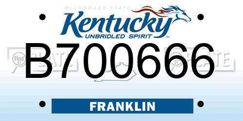 B700666 Kentucky License Plate