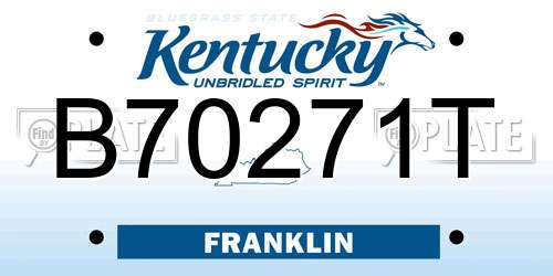 B70271T Kentucky License Plate