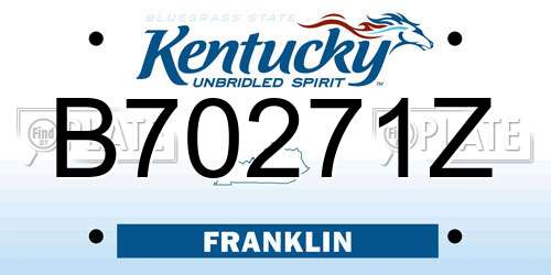 B70271Z Kentucky License Plate