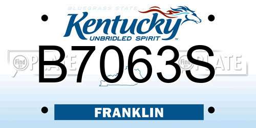 B7063S Kentucky License Plate