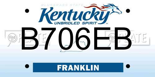 B706EB Kentucky License Plate